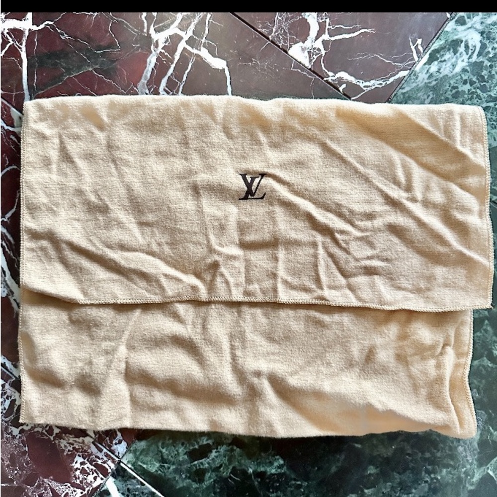 VINTAGE 2000s Y2K Louis Vuitton TAN COTTON FELT DUSTBAG for WALLET SIZE LV LOGO